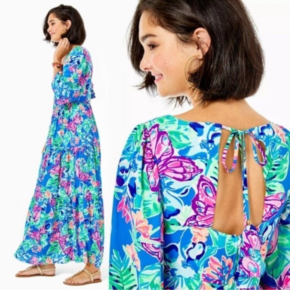 LILLY PULITZER Rease Maxi Dress Pundy Blue isle be back NWT size 2 resort wear - Picture 2 of 7